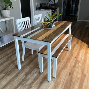 Skinny kitchen table with bench sale