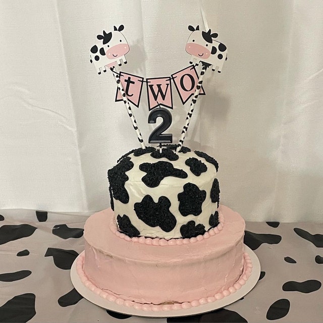 Cow Bunting Cake Topper / Barnyard Smash Cake Topper / Cow 