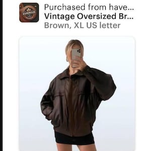 Vintage Oversized Brown Leather Bomber Jacket: 80s Retro Style - Etsy