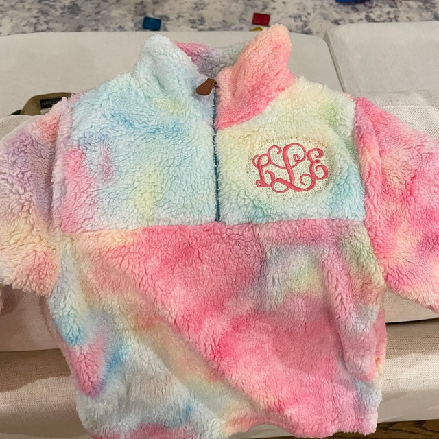 RESTOCKED Tie Dye Kids Monogrammed Sherpa Pullover Girls Jacket personalized Monogram Child Winter Fleece children s Sherpas Initials Etsy Australia