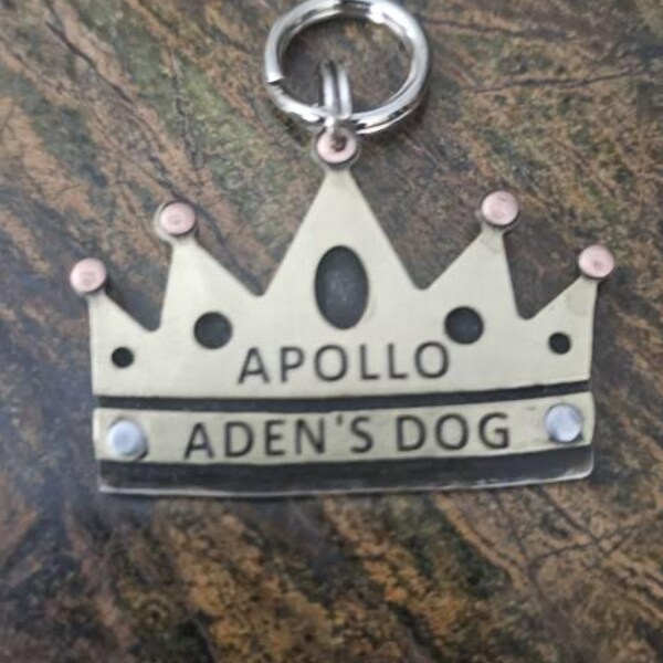 Crown Pet Id Tag-king Queen Princess Dog Tag-royalty Name Tag in Brass ...