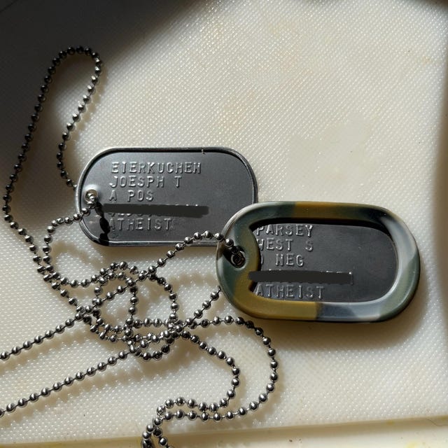 Stainless Steel US Army Dog Tag ID Set, Personalised