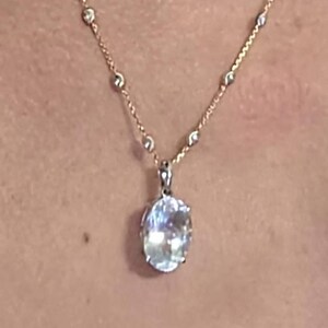 14Kソリッドイエローゴールド天然アクアマリンペンダント - オーバル 3