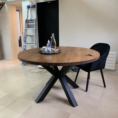 Expandable Round Table With Metal Legs, Functional Dining Table for ...