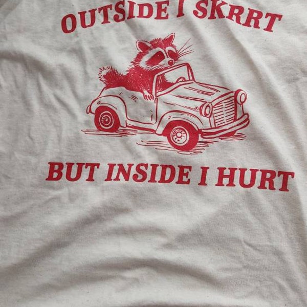 Outside I Skrrt Inside I Hurt, Raccoon T Shirt, Weird T Shirt, Meme T
