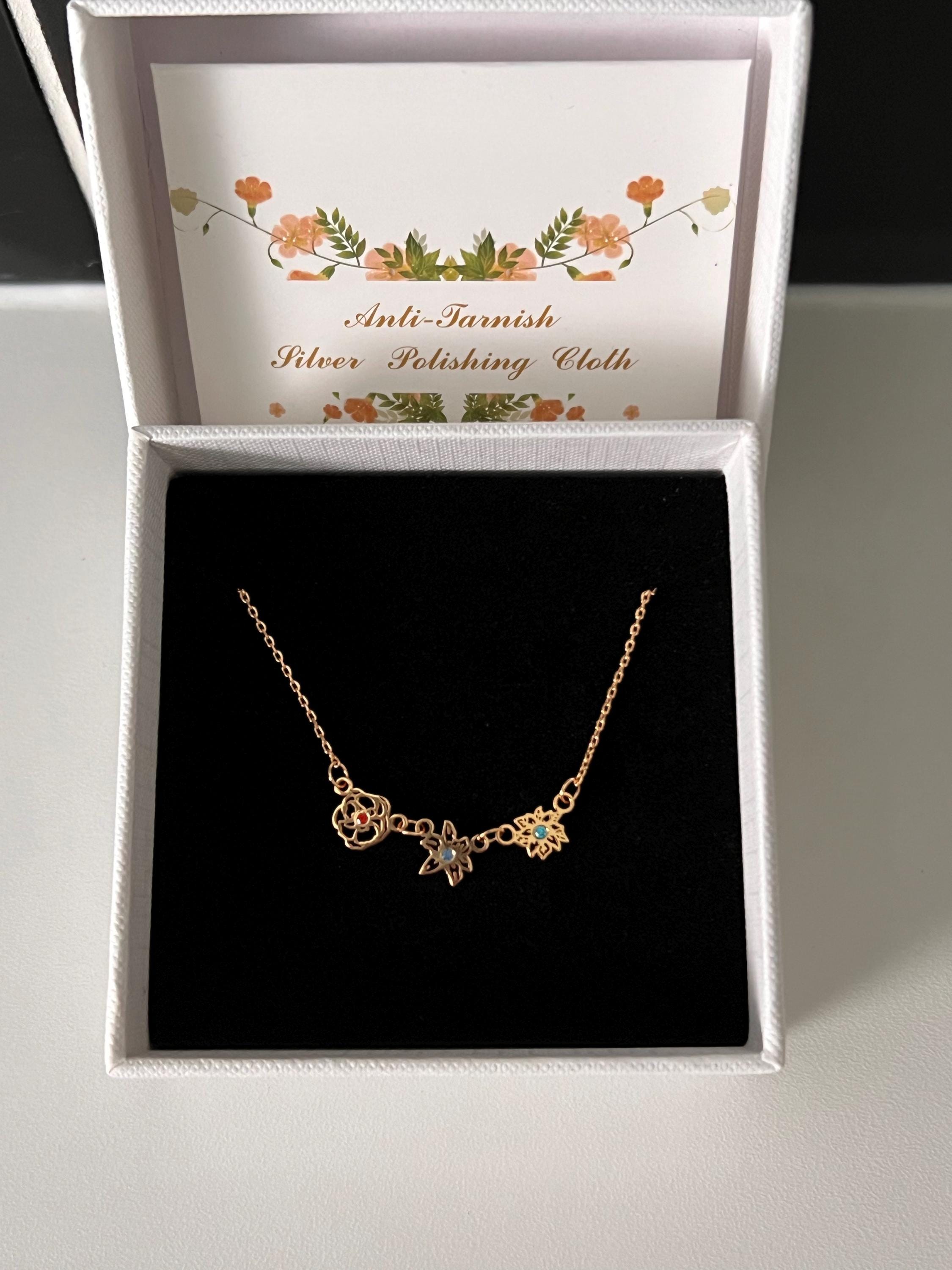 Custom Birthflower Necklace with Birthstone, Family Birth Flower Necklacce, Birth Month Necklace, Bridesmaids Gift for Her, Mothers Day Gift