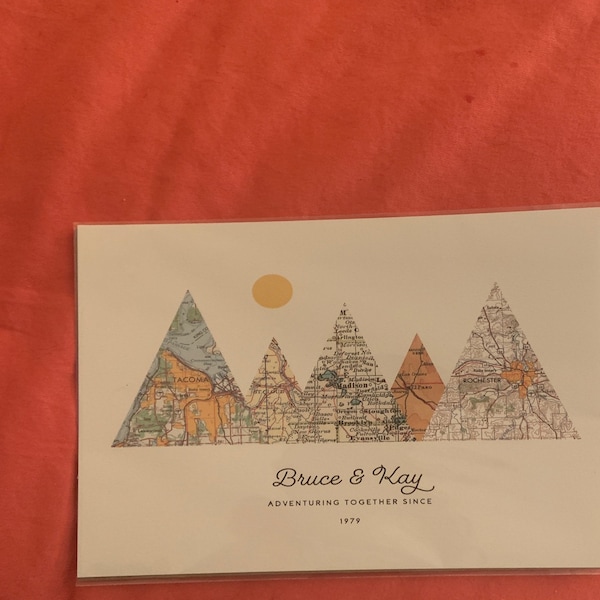 Adventure Together® Map Mountain Personalized Wedding or Anniversary ...