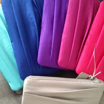 Champagne Satin Bridal Clutch Nude Pleated Bridesmaids - Etsy