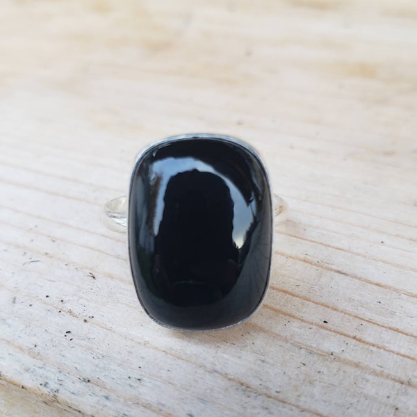 Cushion Black Onyx Sterling Ring