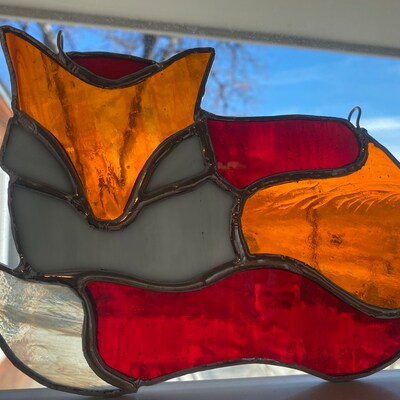 DIGITAL DOWNLOAD Pattern Sleepy Fox Stained Glass Cute Animal Pattern