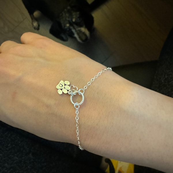 Sterling Silver Paw Print Bracelet: Personalized Pet Memorial Jewelry ...