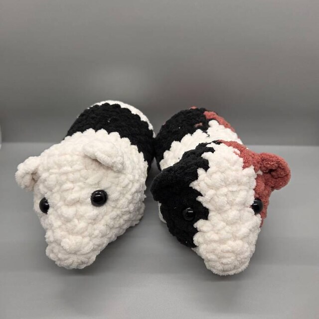 縫わずに編めるモルモットのぬいぐるみの作り方、初心者向けあみぐるみ