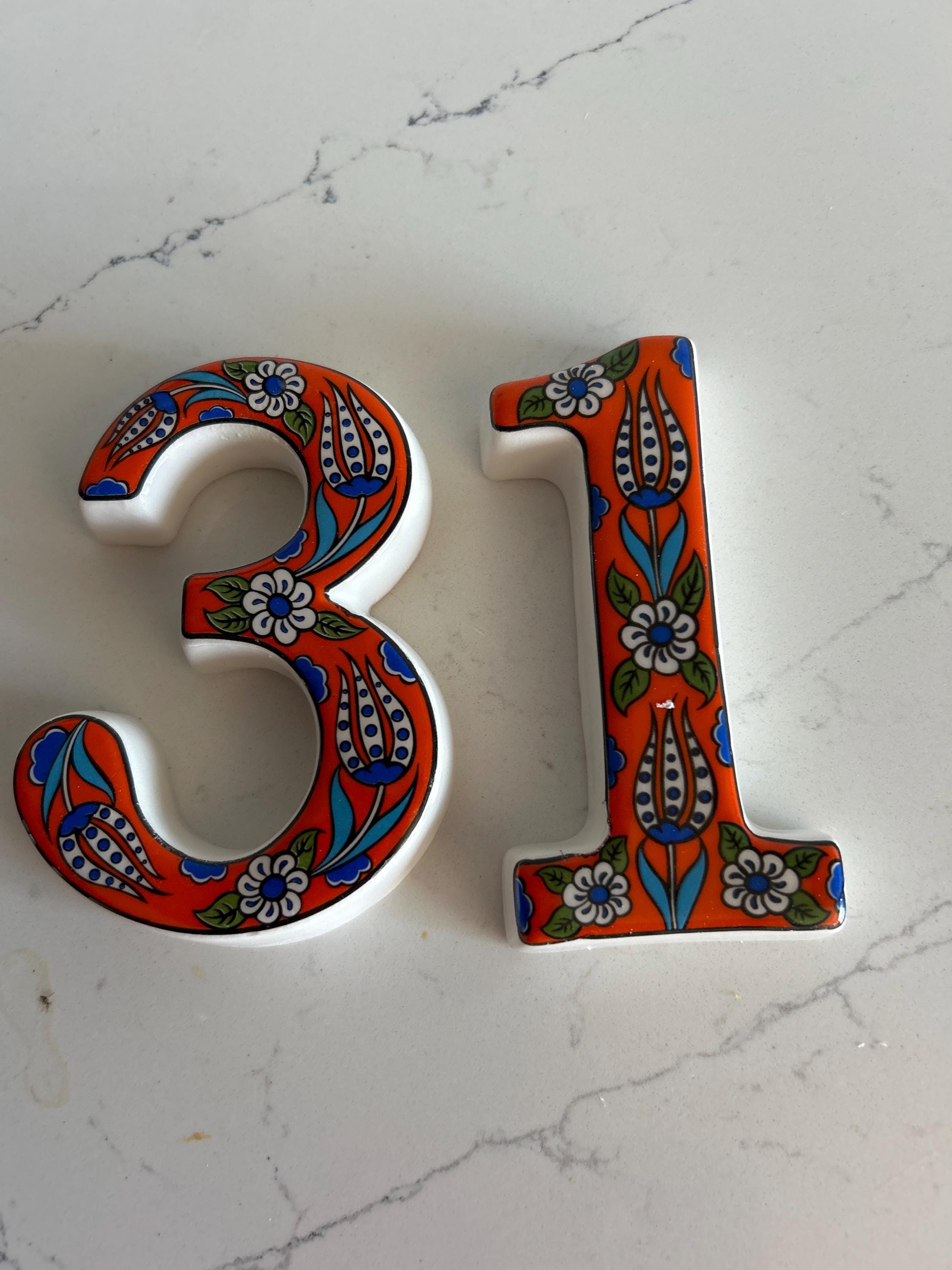 Exquisite Handmade Turkish Ceramic House Numbers, Ceramic Address Plaque and Numbers, Address Numbers, Door Numbers, Ceramic Numbers