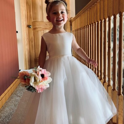 USA Made Simple Classic Satin and Tulle Flower Girl Dress Perfect ...