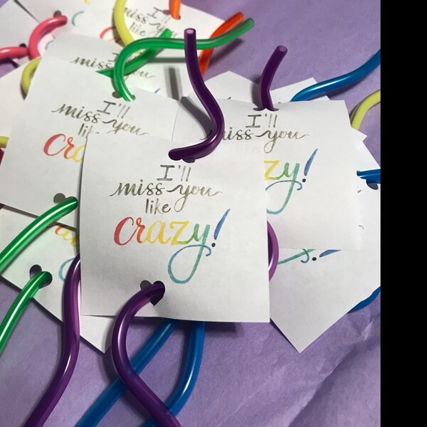 Crazy Straw Printable, "i'll Miss You Like Crazy!" - Etsy