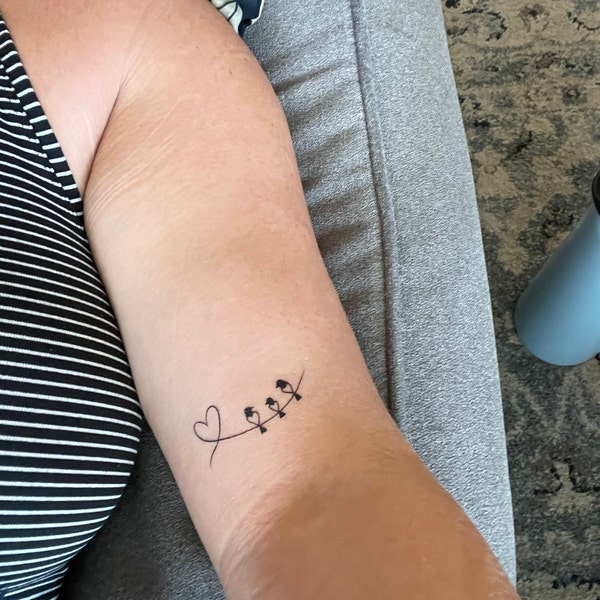 3 Heart Birds Temporary Tattoo / Bird Tattoo / Animal Tattoo / 2 Heart ...