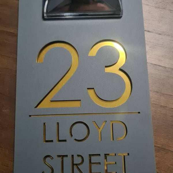 Beautiful Grey Mirror House Sign With Solar Light Laser Acrylic Marble ...