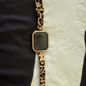Slim Apple Watch Band 38mm 40mm 41mm 42mm 44mm 45mm 46mm 49mm,Leather Watchband,Leopard Pattern Apple Watch Strap,Gray iWatch Bracelet love
