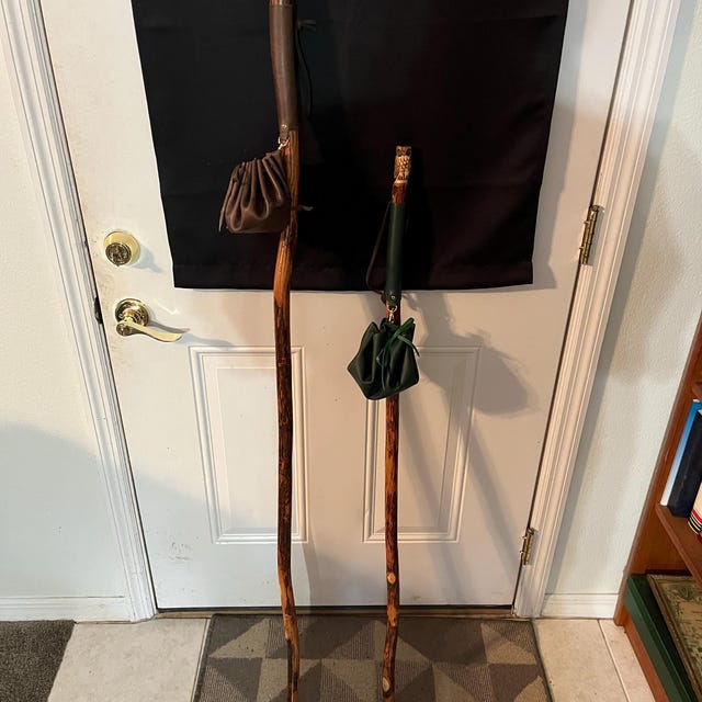 Walnut Staff + Wood Spirit and Owl Walking Stick - Hand-carved Hiking