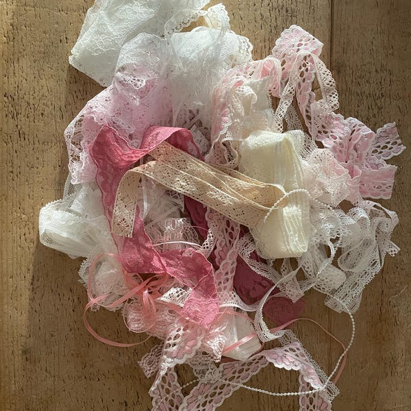 Ivory Lace with soft pink Ribbon take me home set