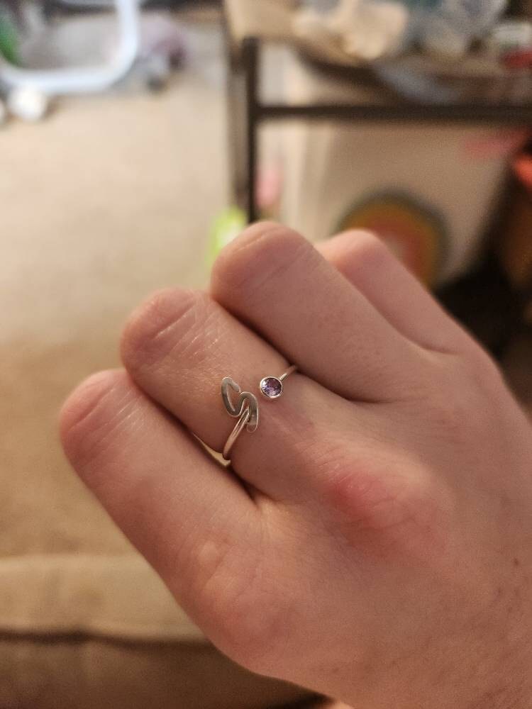 Custom Initial Birthstone Ring • Personalized Sterling Silver Initials Ring • Custom Name Gemstone Mother Ring • Mother Child Ring • RM06F48