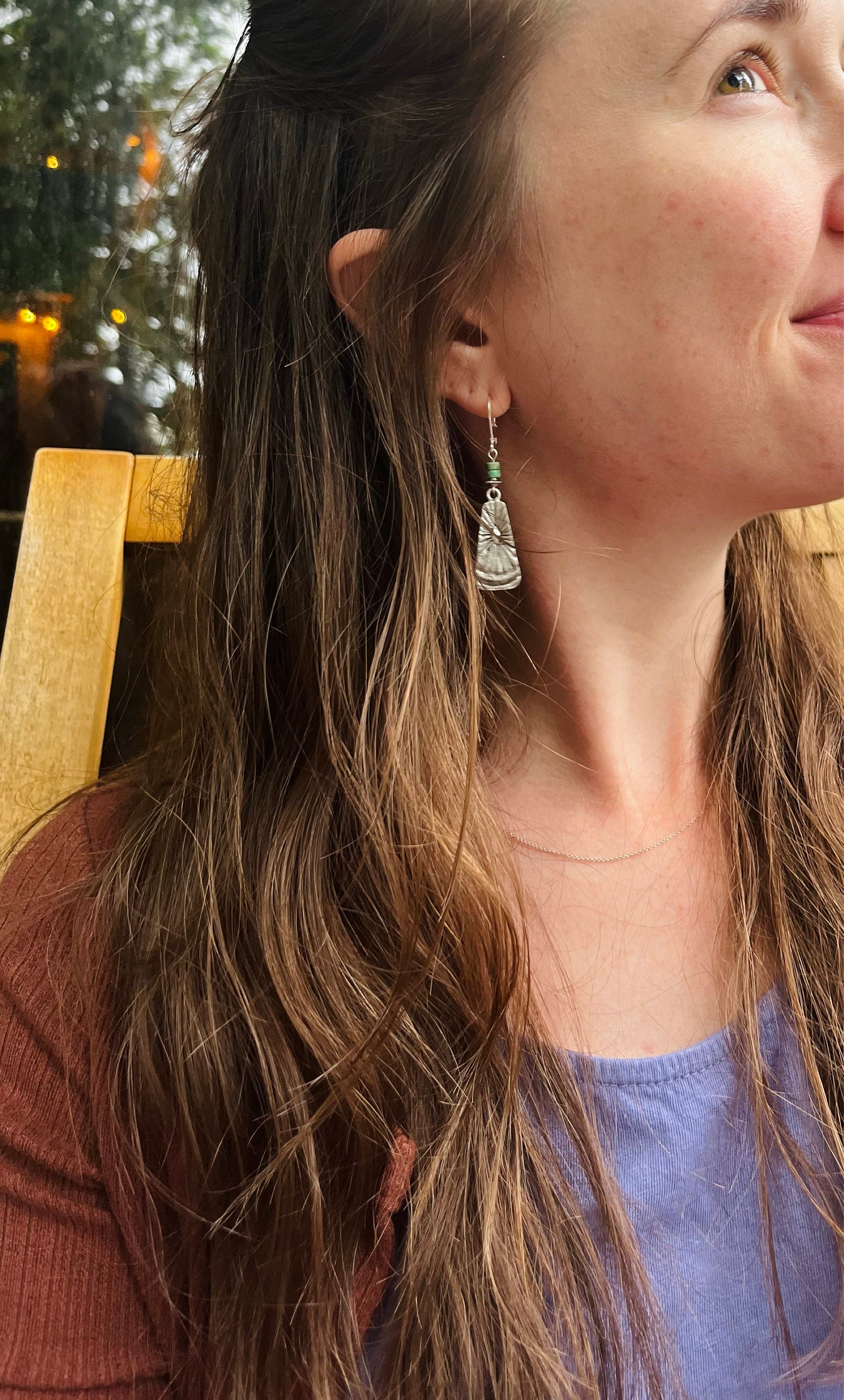 Silver Genuine Turquoise Earrings Dangle Earrings Boho Earrings Drop earrings Boho jewelry Stone Earrings Bohemian earrings Gift For women