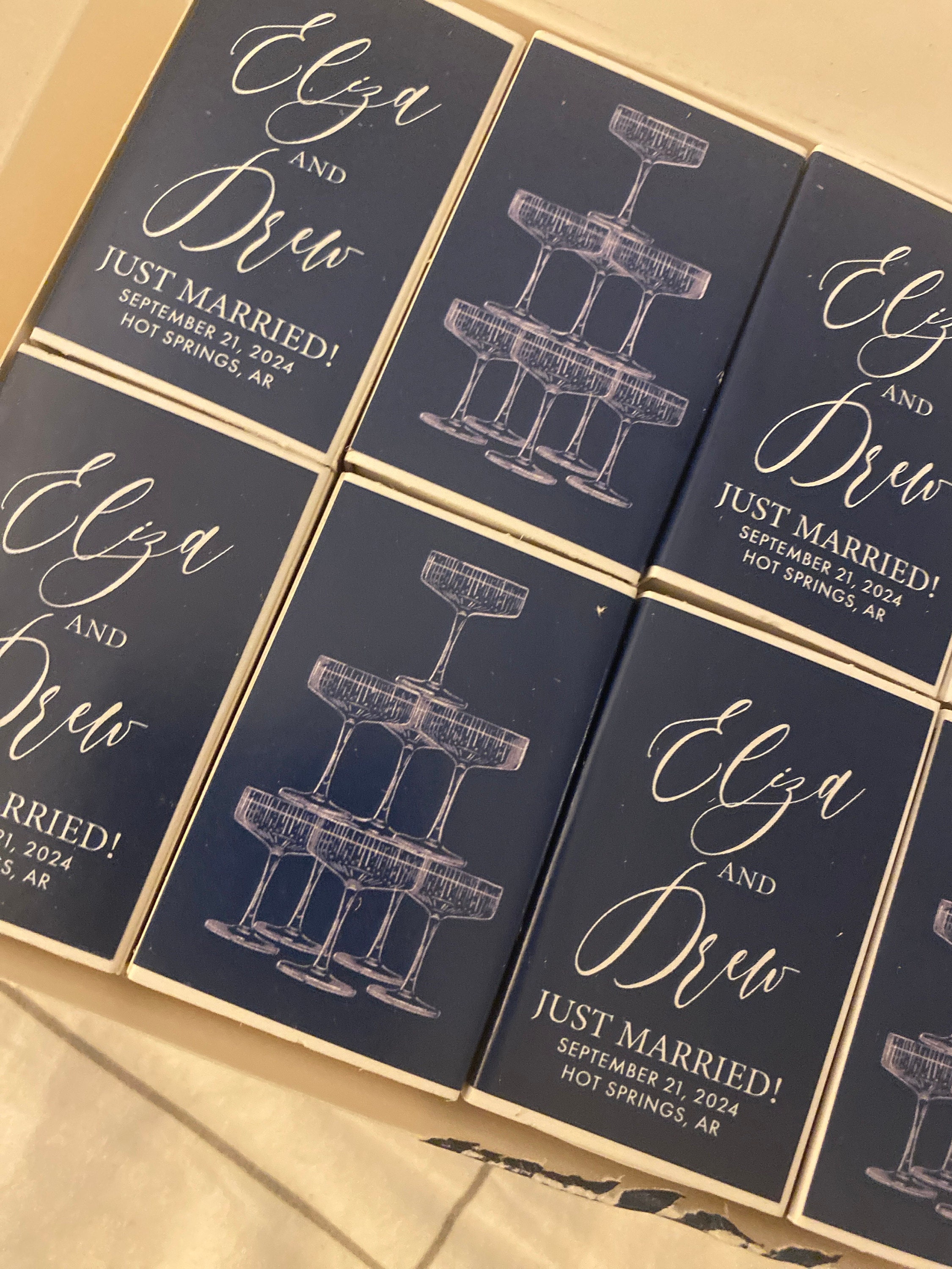 (Set of 50)Personalized Matches, Wedding Favors, Champagne Tower, Reception Favors, Bridal Shower, Engagement, Custom Party Favors