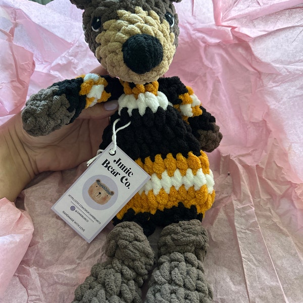 Crochet Black Bear Plushie Black Bear Handmade Woodland Animal Made