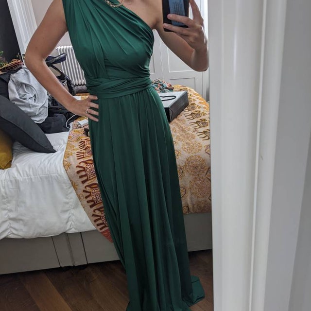 olive green bridesmaid dresses uk Brooklyn Dress in Olive Green Satin main image 0