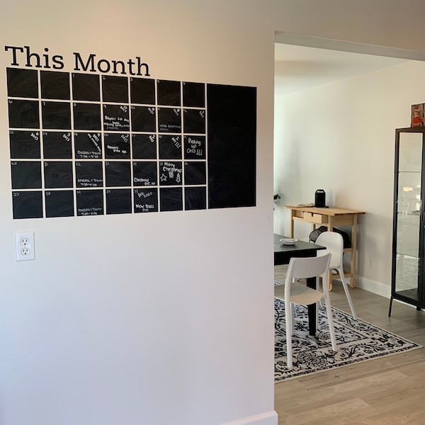 Chalkboard Wall Calendar With Memo - Vinyl Wall Decal - Etsy