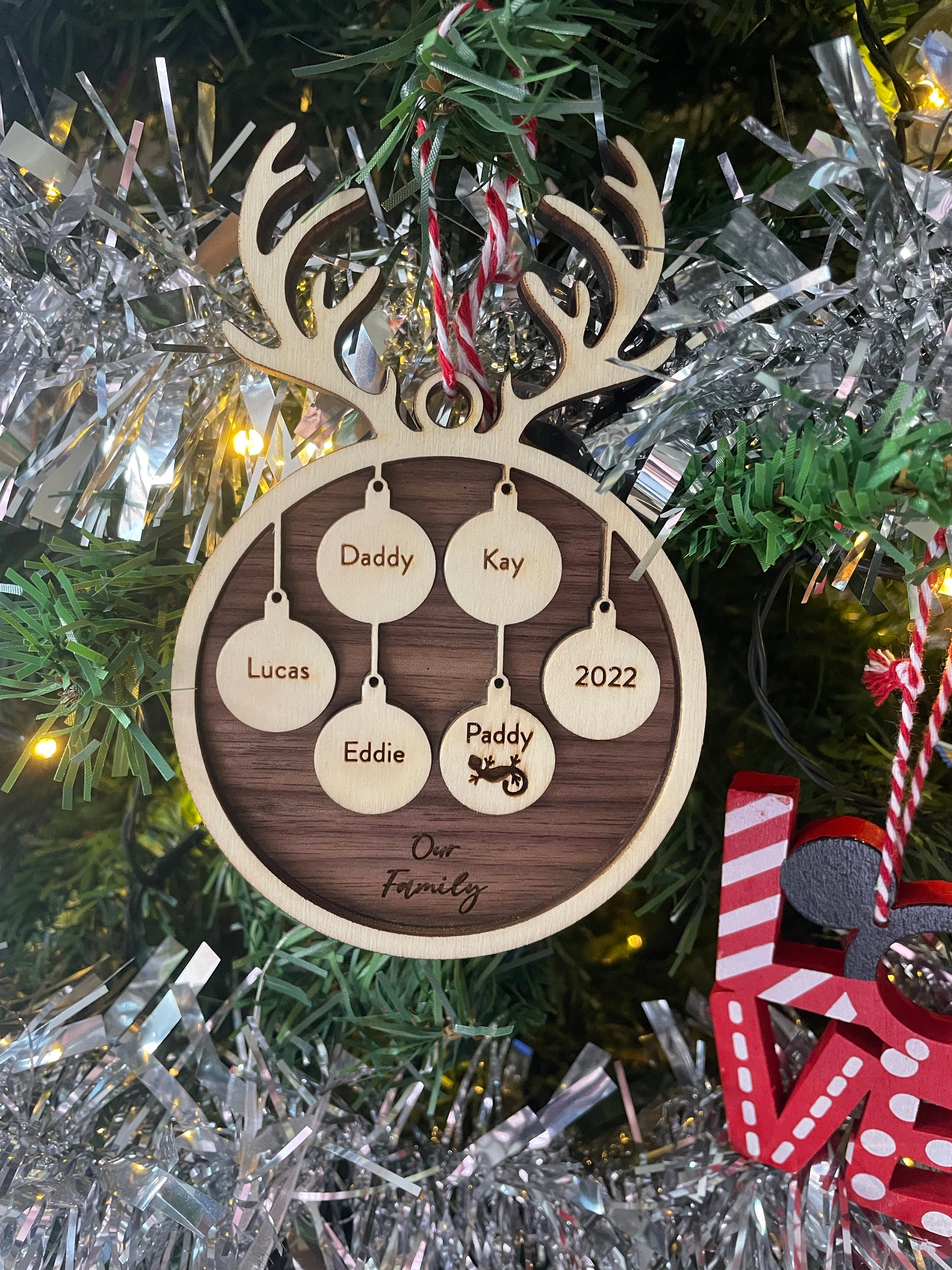 Personalised Family Christmas Ornament, Hanging Stockings, Custom, Family Gift Decor, First Family Christmas Decoration, Names, 2021 2022