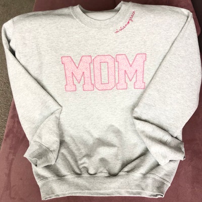 Mama Embroidered Blue Floral Applique Sweatshirt With Children Name ...