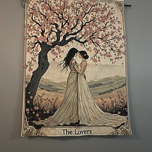 The Lovers Woven Tapestry: Lesbian Wall Art, Romantic Home Decor