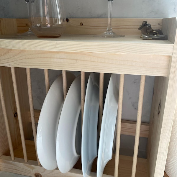 Plate Rack Wall Mounted Wooden Hand Made Will Fit 1 1