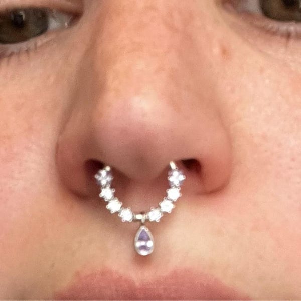 OUFER 16G Septum Ring Roestvrij Staal 316L Paars Blauw CZ Helix Oorbel Daith Piercing Sieraden Clicker Conch Ring Hoop voor Vrouwen 8/10mm, 16G8mm, Roestvrij staal, Zirkonia