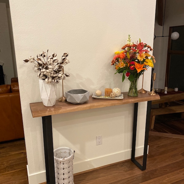 Live Edge Walnut Entryway Table - Any Length - 36 Inches Tall - Etsy