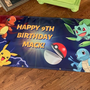 Pokemon Birthday Banner Personalized With Custom Name and Age Kids