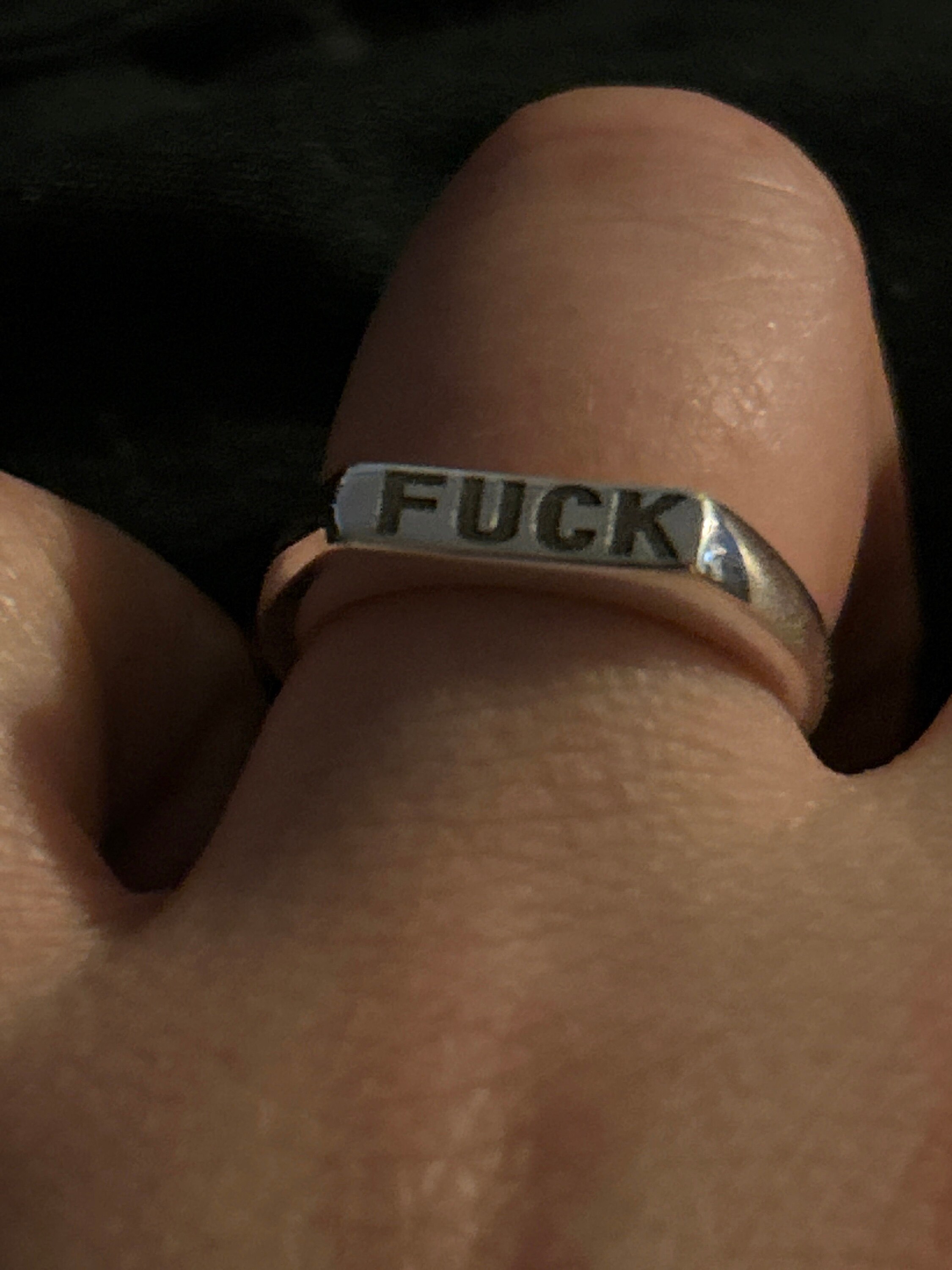 Gold Fuck Off Ring, Sterling Silver Bar Ring, Fuck Ring, Any Custom Word Engraved Ring, Fuck Off Jewelry, Silver Fuck Ring, 6 Font Options