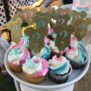 Gender Reveal Cupcake Toppers Gender Reveal Ideas Cupcake | Etsy