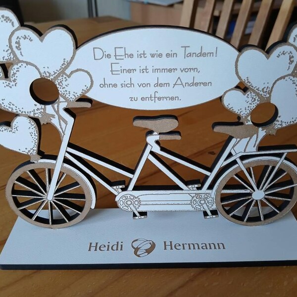 Holzschild ‚All You Need Is Love And A Tandem‘ – Wanddeko 20x10 Cm Im Retro-Design, Mit Juteband