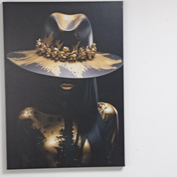 Black and Gold Woman Portrait - Woman Canvas Wall Art, Gold Art ...
