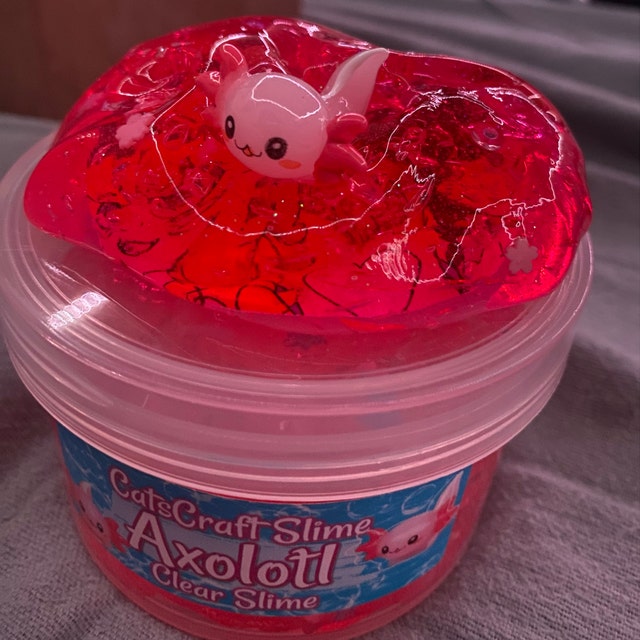 Clear Slime axolotl SCENTED Stretchy Glitter Slime Pink Charm ASMR 