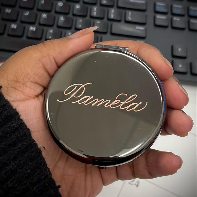 Calligraphy Engraved Compact Mirror | Personalized Gifts | Bridesmaids | Bachelorette | Place Cards | Mother's Day