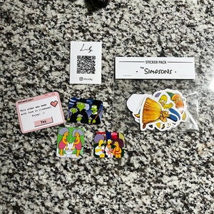 The Simpsons Sticker Pack 12 pcs | Pop Culture Family | Waterproof Sticker Packs | Vinyl Stickers | Random Simpsons Sticker | Collectable