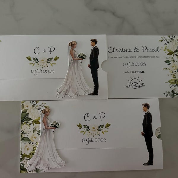 Sliding Wedding Invitation With Bride and Groom. Slideng Bride ...