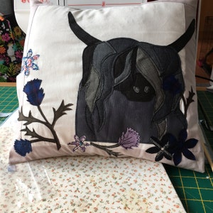 Digital Sewing Pattern PDF Highland Cow Applique Cushion Cover Sew Make ...