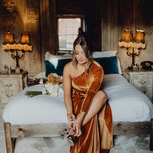 surplice neck self tie a line dress