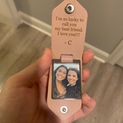 Personalized Leather Photo Keychain, Drive Safe, Handwritten Message ...