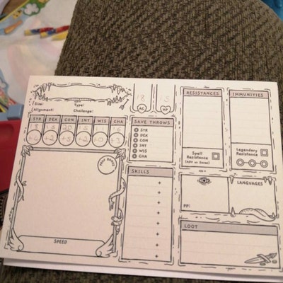 20 Printed Dnd 5e Monster/npc Cards and Creature Creation Tool Fillable ...