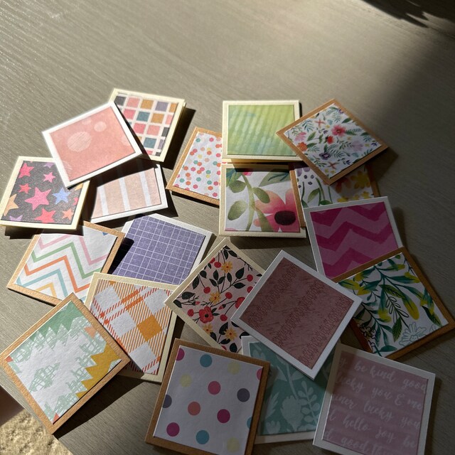 4 Bar Assorted Note Cards / Kraft/ Cream/ White Fold Cards With RANDOM  Patterns/ 4 Bar Note Cards / Small Note Cards 